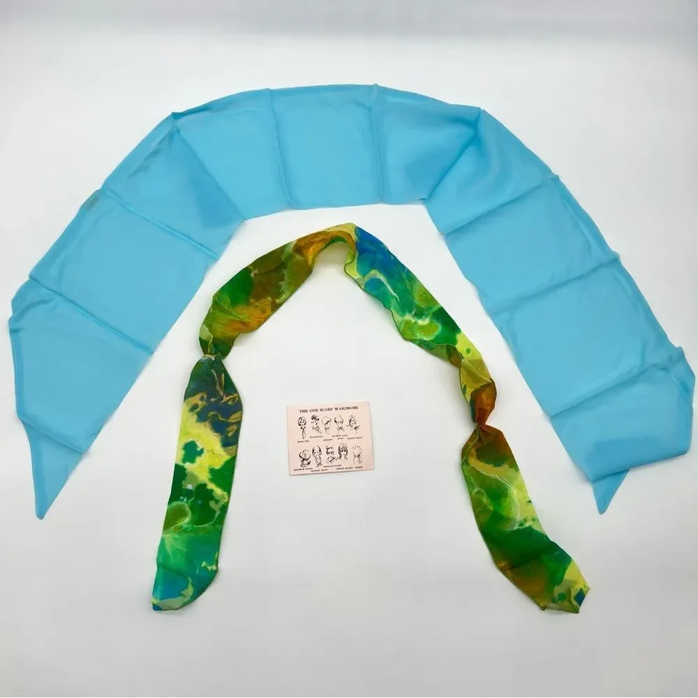 Marvin Accessories Vibrant Blue and Multicolor 2 Piece Mod Tie Set w/Instruction